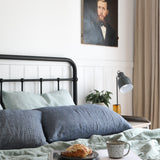 Sage & Grey Stripe French Linen Quilt