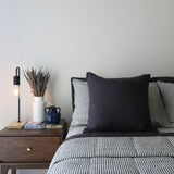Charcoal & Liquorice Stripe French Linen Quilt