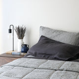 Charcoal & Liquorice Stripe French Linen Quilt