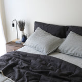 Charcoal & Liquorice Stripe French Linen Quilt