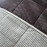 Charcoal & Liquorice Stripe French Linen Quilt
