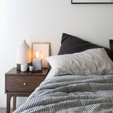 Charcoal & Liquorice Stripe French Linen Quilt