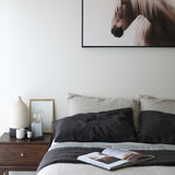 Charcoal & Liquorice Stripe French Linen Quilt