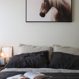Charcoal & Liquorice Stripe French Linen Quilt