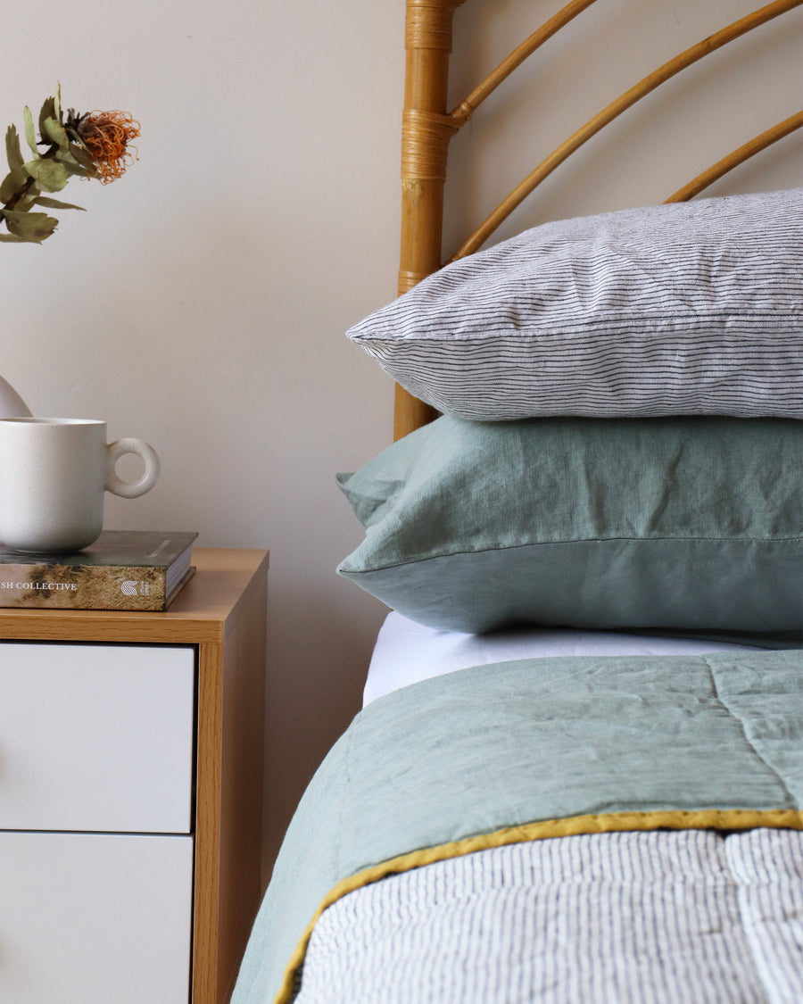 Sage & Pinstripe Quilt Sunday Linen