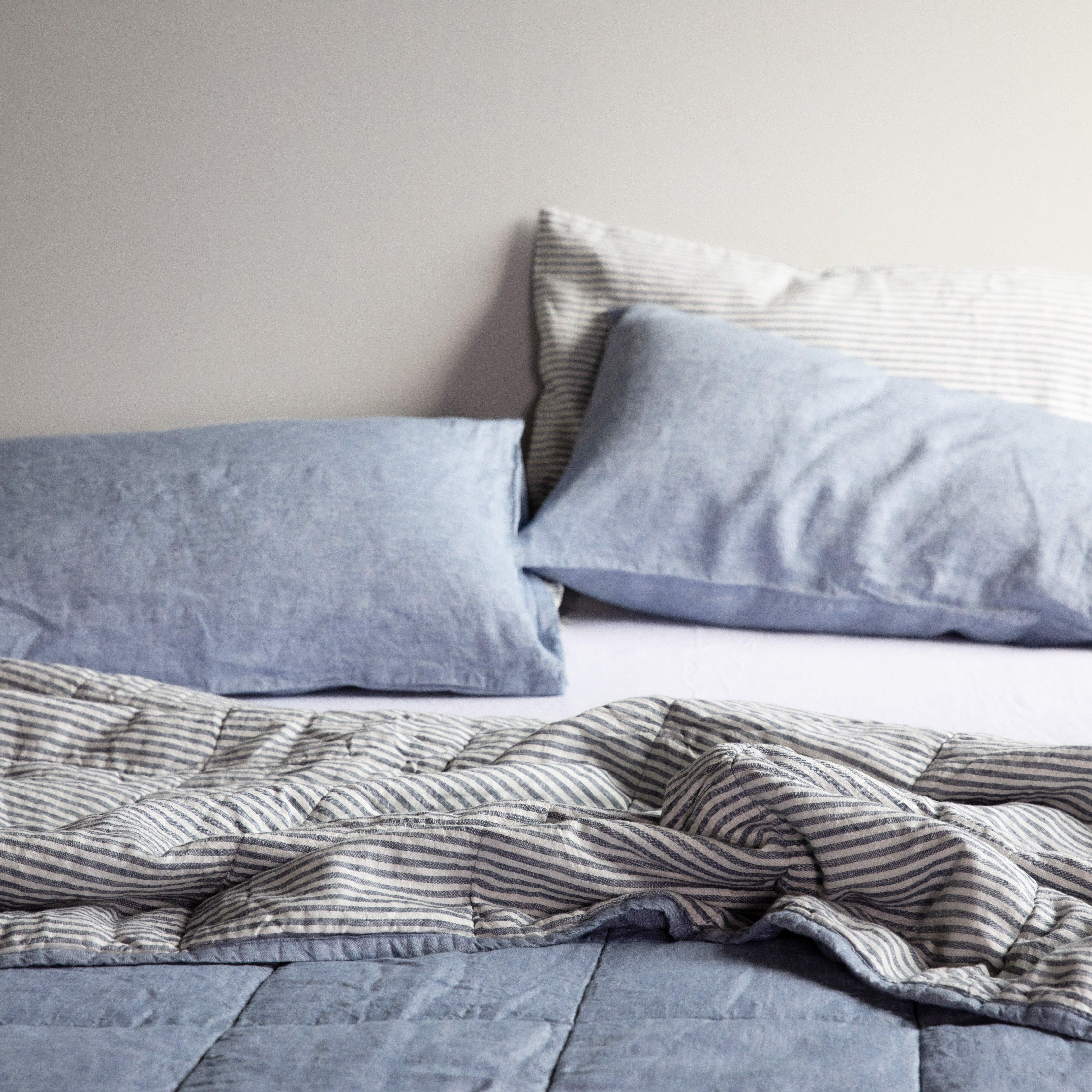 Chambray Stripe Quilt - Sunday Linen