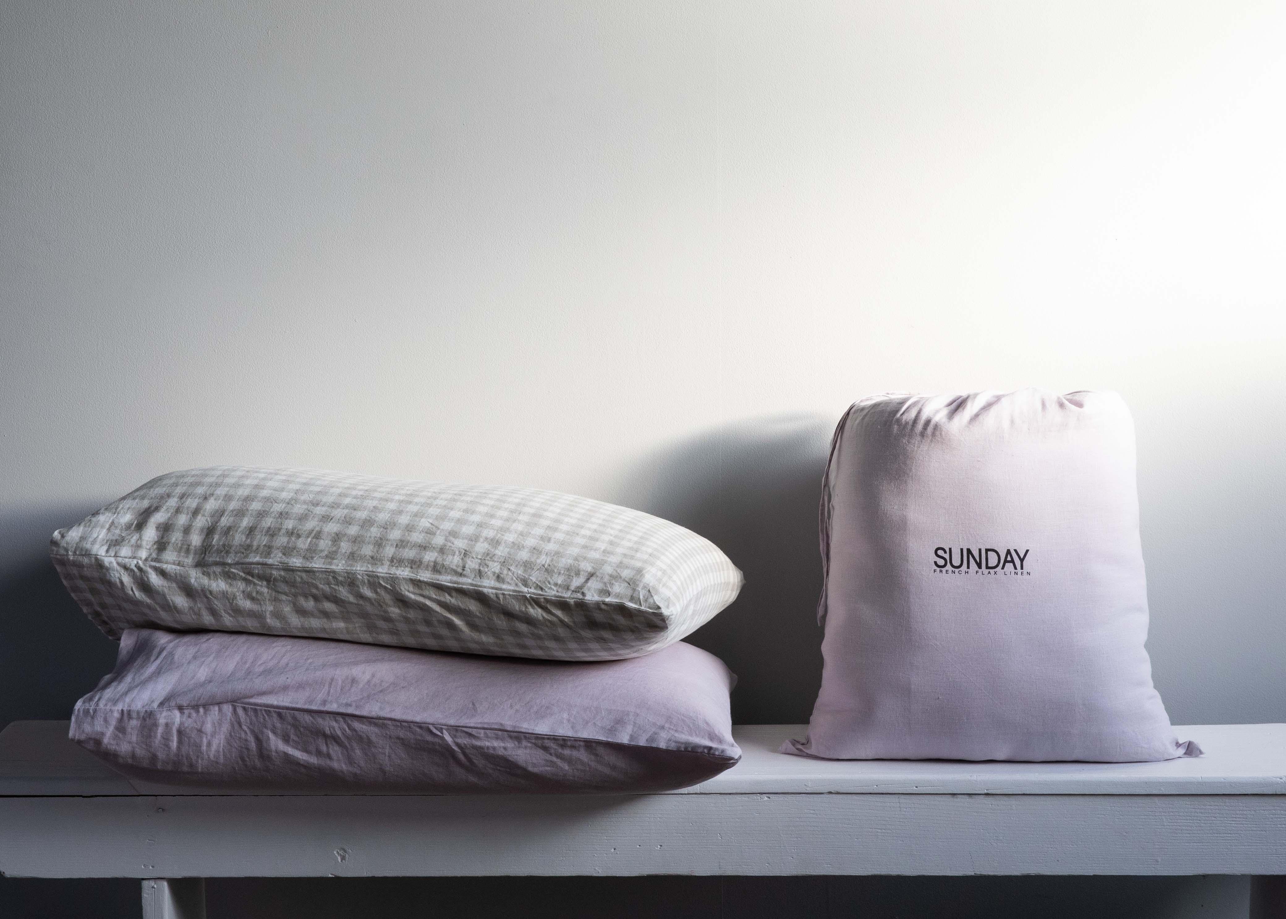PRE ORDER - Grey Gingham Pillowcase Pair - Sunday Linen